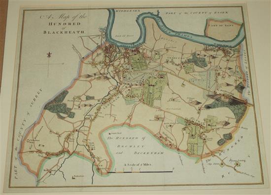 Hand coloured engraved Map of the Hundred at Blackheath